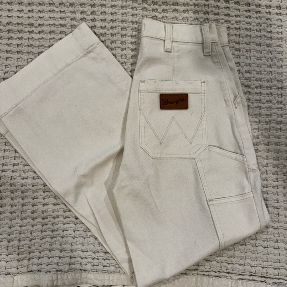 Wrangler Cream Wide Leg Crop Jeans